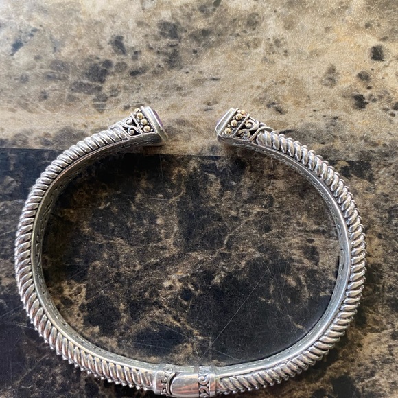 Samuel Benham Sterling Silver & 18K Gold with Amethyst Hinged Cuff Bracelet - Picture 4 of 16